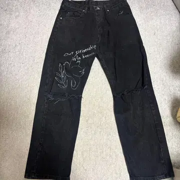 Wrangler 블랙 데미지 데님