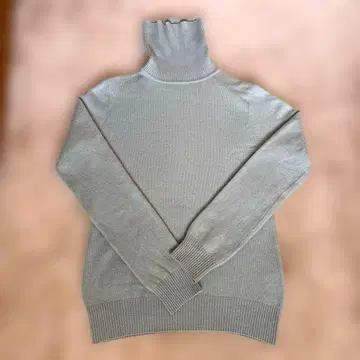 유니클로 캐시미어 100% 터틀넥 니트 스웨터 긴팔 스카이블루