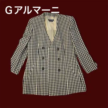 하운드 투스 패턴 노카라 자켓