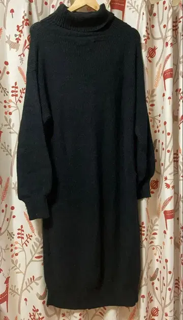 yevs 터틀 니트 원피스 롱 블랙 앞 슬릿