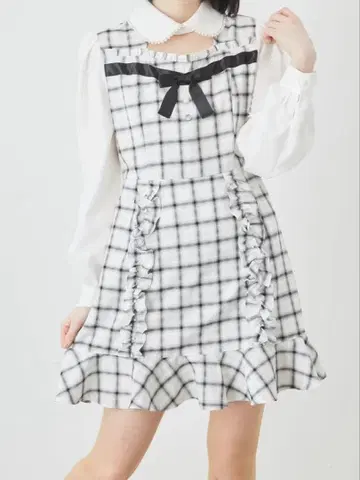 Ank Rouge 체크 리본 원피스 (화이트)