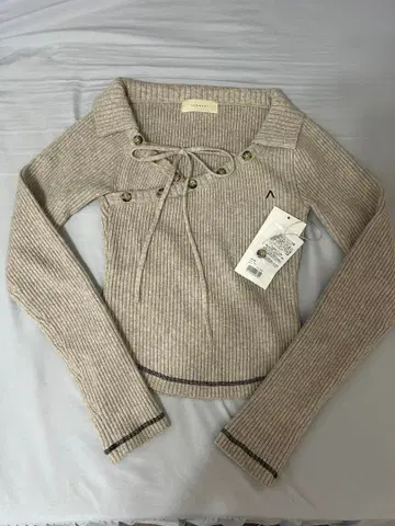 andmary Anita button knit tops beige