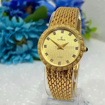 [ 새상품급 ] CYMA 시마 크리스탈 골드 손목시계 (쿼츠)