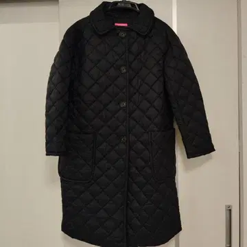 모카신 준코 시마다 블랙 퀼팅 롱 코트