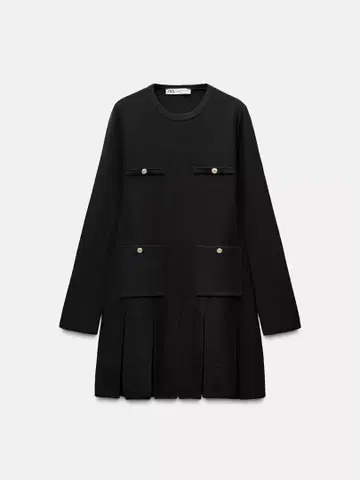 ZARA 자라 숏 기장 플리츠 니트 드레스