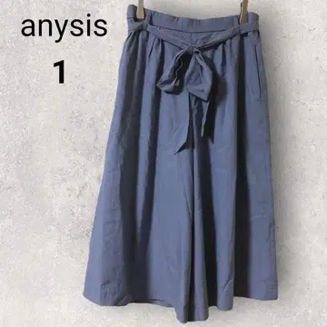 애니시스 가우초 팬츠 와이드 팬츠 스카이블루 무지 허리밴딩 안감