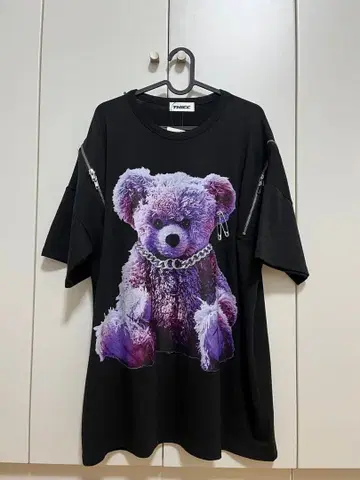 [ 미사용 새상품 ] THICC 베어 로고 프린트 T셔츠