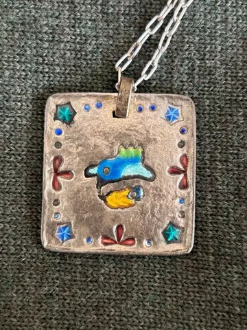 츠루오카 쇼지로 순은 펜던트 칠보 세공