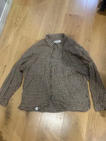 Evisen 브라운 체크 플란넬 셔츠