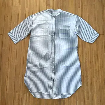 Anne's pocket 화이트 스트라이프 셔츠 원피스