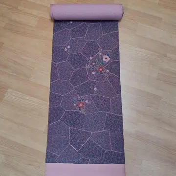 보라색 계열 기하학 패턴 기모노 옷감 츠지가하나 순수 실크