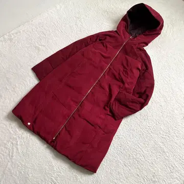 [ 새상품급 ] 피키 하트 salon. 다운 코트 후드 보르도 방한