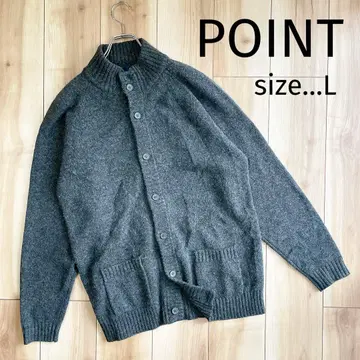 미사용품급 POINT 니트 자켓 울 100% 니트 가디건