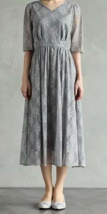 Aimer 에메 플라워 부케 레이스 드레스 그레이/M 결혼식