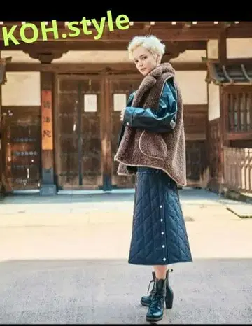새상품급 [ KOH.style ] 데님x퀼팅 스커트