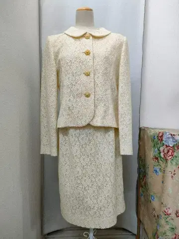 라핀 madore 셋업 아이보리 레이스 레트로 구제 의류