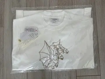 LACOSTE 화이트 T셔츠 S 드래곤 자수 고질라