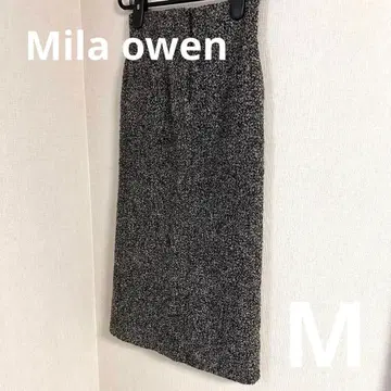 미라 오웬 트위드 타이트 롱 스커트 블랙 그레이 사이즈 1