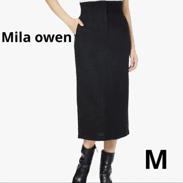미라 오웬 트위드 타이트 롱 스커트 블랙 그레이 사이즈 1