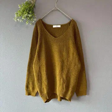 서니 라벨 (F) 울 혼방 성숙 캐주얼 코쿤 V넥 리브 니트