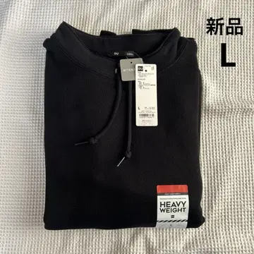 새상품 GU 헤비웨이트 맨투맨 스탠드 카라 풀오버 블랙 L 사이즈