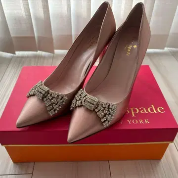 케이트 스페이드 핑크 새틴 리본 비쥬 힐 7 1/2 24.5cm