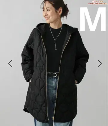 우츠쿠 실루엣 라이트 웜 퀼트 코트 M 블랙