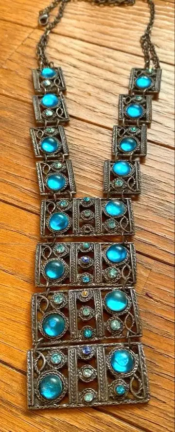 빈티지 이집트 파란색 컬러 스톤 목걸이