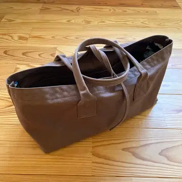 Spoon 브라운 토트백 동물 패턴 내부