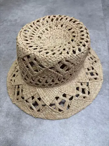 밀짚모자 베이지 스트로우 뜨개질 디자인 junk productions