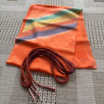 오비 장식 천 허리띠 세트 오렌지 그린 노랑 보라색