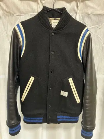 BEDWIN & THE HEARTBREAKERS 울 가죽 바시티 자켓