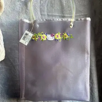 산리오 KT 토트 BAG 그레이 꽃무늬 자수