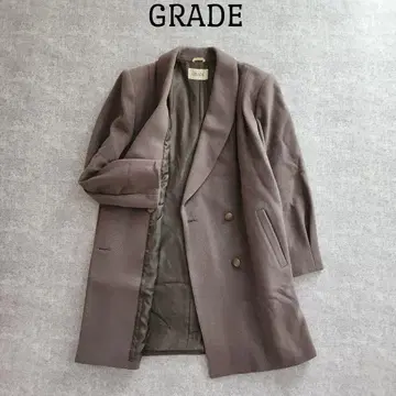 글레이드 두꺼운 원단 숄카라 코트 테일러드 더블 브레스트 브라운 L