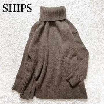 쉽스 알파카 혼방 사이드 슬릿 터틀넥 니트 워셔블 최근 모델