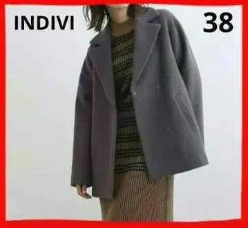 INDIVI 인디비 울 리버 테일러드 코트 차콜 그레이