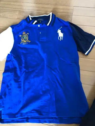 피케 셔츠 파란색 로고 자수