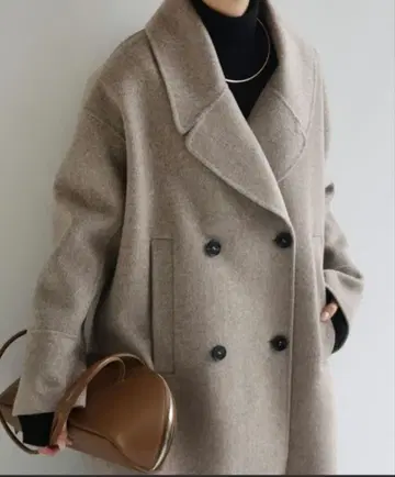 에버네이비 울 리버 피코트 코트