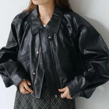 kastane [ 2가지 사이즈/옷깃 2WAY ] 인조 가죽 숏 블루종