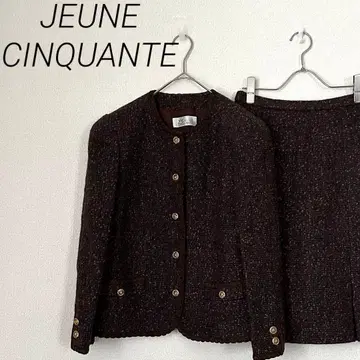 JEUNE CINQUANTE 트위드 울 자켓 스커트 세트