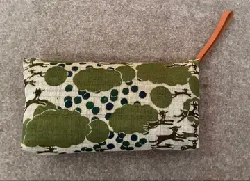 오키나와 민예품 우지 염색 린넨 파우치 미사용 새상품