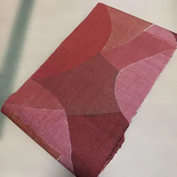 직조 나고야 오비 빨간색 계열 기하학 패턴