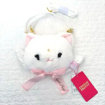 엔젤릭 프리티 Milk Cat 페이스 파우치 화이트 숄더백