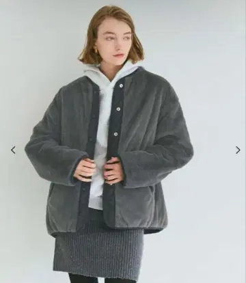 coca 리버서블 퀼팅 블루종 차콜 M 사이즈 아우터