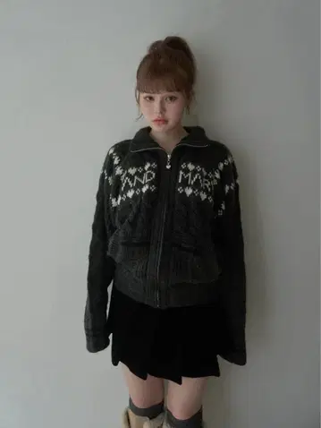 andmary Mary 니트 카우찬 그레이