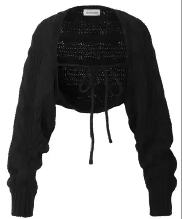 Threetimes 블랙 케이블 짜임 크롭 가디건