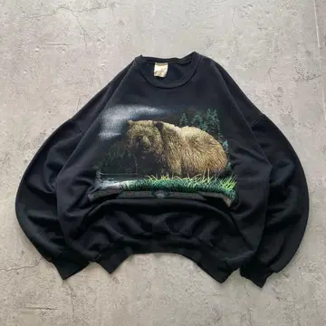 80년대~ USA 구제 의류 베어 프린트 맨투맨 트레이닝복 애니멀 곰