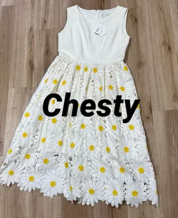 택 포함 체스티 슬리브리스 롱 원피스 꽃무늬 자수 마가렛 2