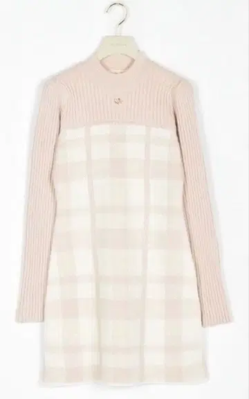 AnMILLE 절개 체크 미니 니트 OP 원피스 안미르