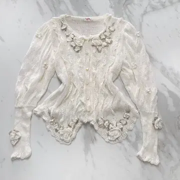 희귀 레어 아틀리에 마리코 꽃 코사지 가디건 vintage 일본제